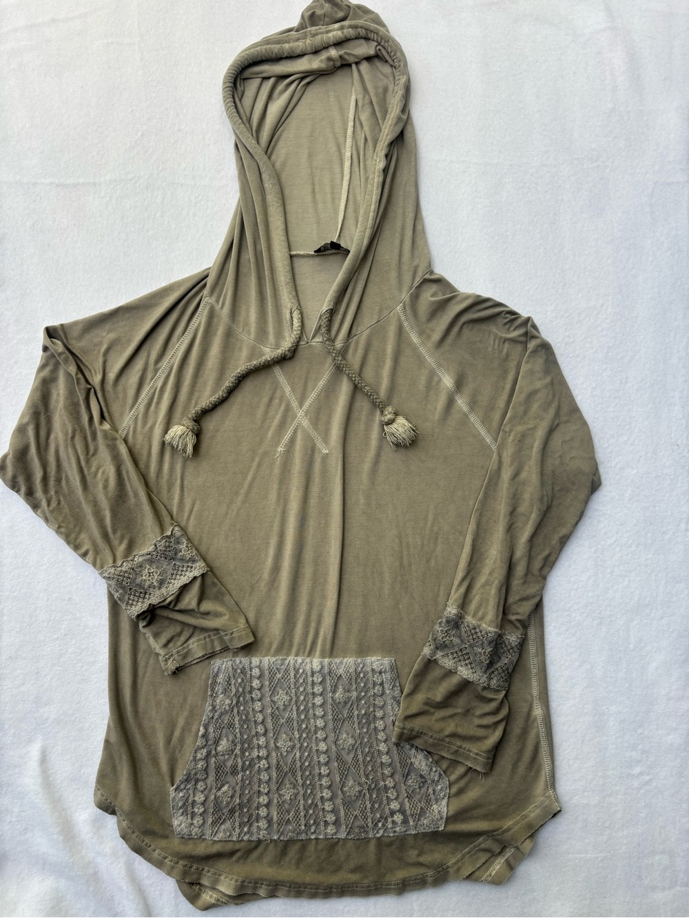 POL Anthropologie Neutral Taupe Hooded Pullover